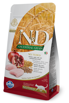 Farmina N&D cat AG adult, neutered, chicken, spelt, oats & pomegranate 