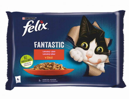 FELIX Fantastic 4x85 g - hovädzie/kura v želé