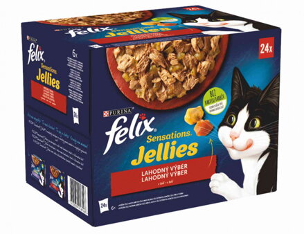 FELIX Sensations Jellies 24 x 85 g - hov,raj/kura,mr/kač/jahň v och žel