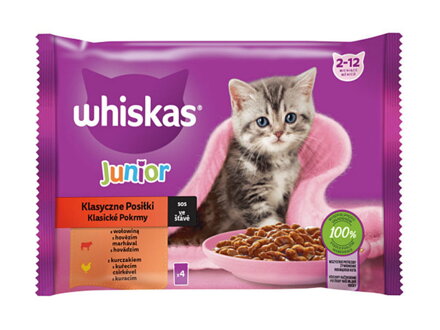 WHISKAS kapsička Junior klasický výber v šťave 4x85g