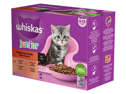 WHISKAS kapsička Junior klasický výber v šťave 12x85g