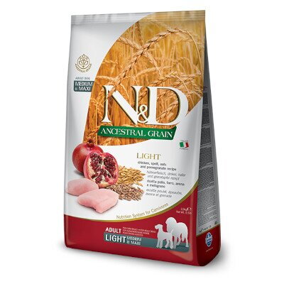 Farmina N&D dog AG adult medium & maxi, light, chicken, spelt, oats & pomegranate 