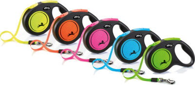 Vodítko Flexi New Neon M páska 5 m žlté do 25 kg 
