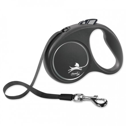 Vodítko Flexi Black Design S - L páska 5 m   ( čierne) 