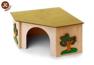 Rohový domček pre králiky