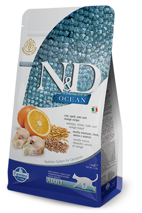 Farmina N&D cat OCEAN (AG) adult, codfish, spelt, oats & orange