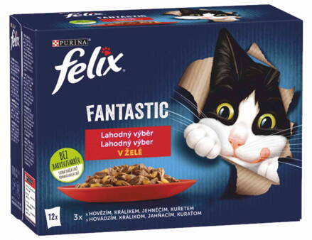 FELIX Fantastic 12x85g - kura/hovädzie/králik/jahňacie v želé