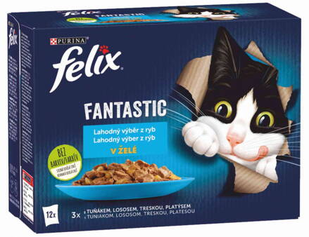 FELIX Fantastic 12 x 85 g - losos/platesa/tuniak/treska v želé