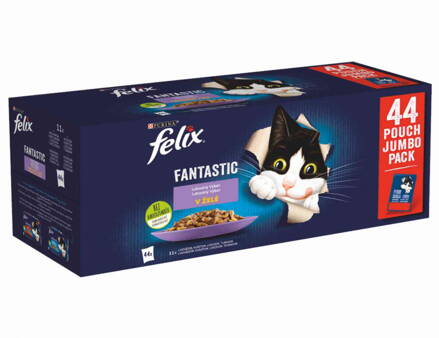 FELIX Fantastic 44 x 85 g - hovädzie/ kura/ losos/ tuniak v želé