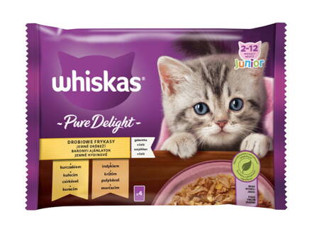 WHISKAS kapsička Pure Delight Junior hydinový v želé 4x85g