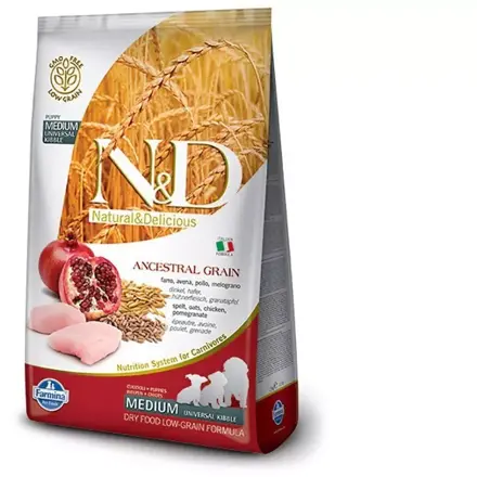 Farmina N&D dog AG puppy medium & maxi, chicken, spelt, oats & pomegranate 