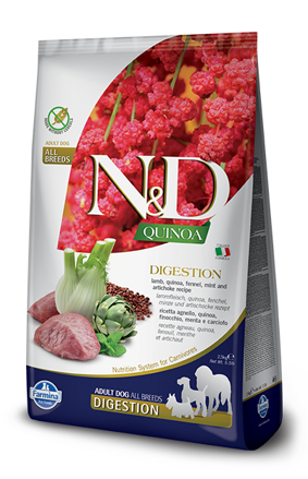 Farmina N&D dog QUINOA (GF) adult all breed, digestion, lamb 