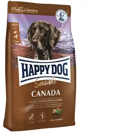Happy Dog SUPER PREMIUM - Supreme SENSIBLE - Canada losos, králik, jahňacina a zemiaky
