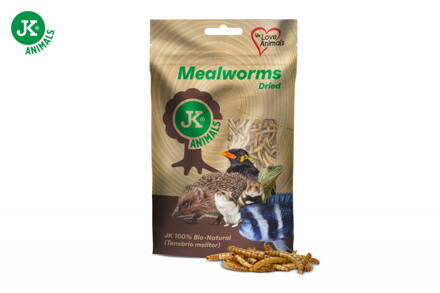 Sušenie múčne červy JK Dried Mealworms vo vrecku, 80 g, (Tenebrio Molitor)