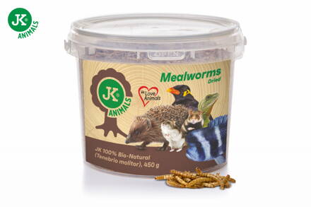 Sušenie múčne červy JK Dried Mealworms vo vedre, 80 g, (Tenebrio Molitor)