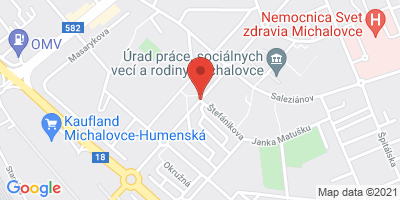Google map: Štefánikova 1285 Michalovce